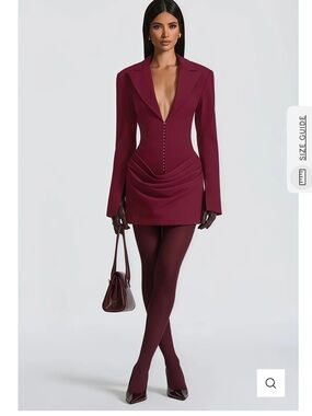 Miss Rosier Rushed Blazer Mini Dress Burgundy